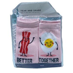 NEW Best Friend Tear and Share Bacon Eggs Better Together Socks‎ 2 Pairs Gertex